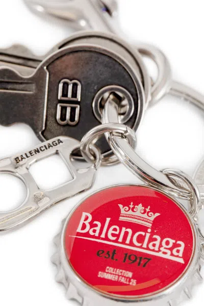 Balenciaga Bottle-opener Keyring In Silver