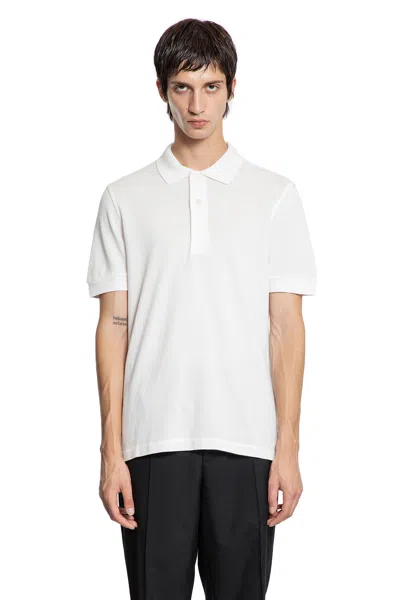 Tom Ford Textured White Pique Polo With Collared Neckline