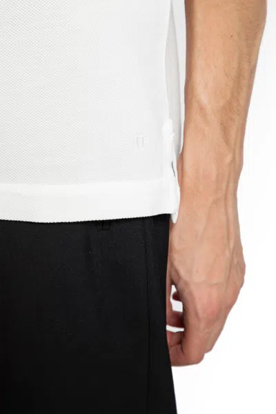 Tom Ford Textured White Pique Polo With Collared Neckline