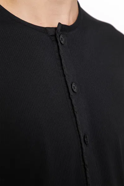 Tom Ford Cotton Stretch Rib Henley T-shirt In Black