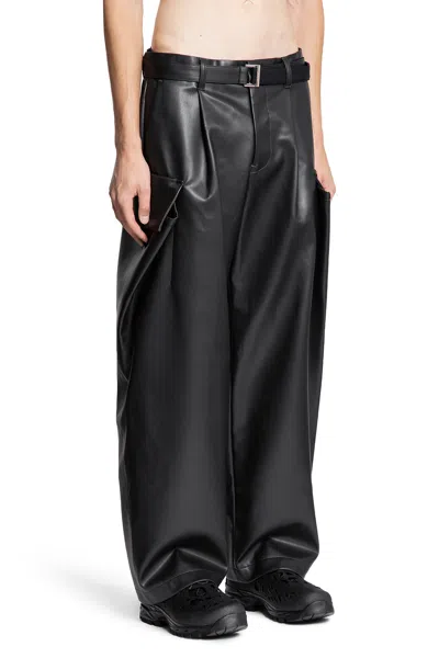 Sacai Faux Leather Pants In Black