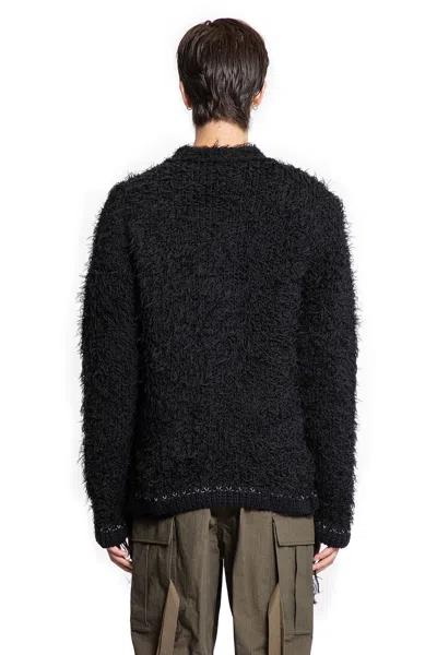 Sacai Furry Knit Cardigan In Black