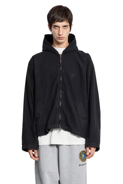 Balenciaga Hooded Zip-up Jacket For Men In Black