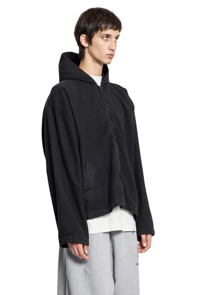 Balenciaga Hooded Zip-up Jacket For Men In Black