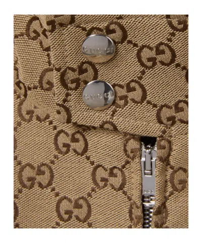Gucci Monogram Zip-up Bomber Jacket In Brown