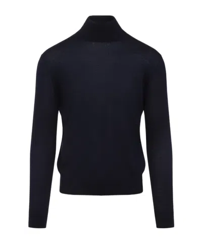 Saint Laurent Wool And Cashmere Turtleneck Pullover In Blue