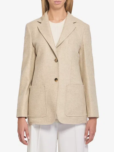 Max Mara Women's Sand Mosa Single-breasted Linen-cotton Blend Blazer In Sand