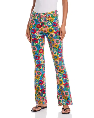 Mother High Waisted Weekender Skimp Corduroy Jeans Track And Flower Fields In Multi