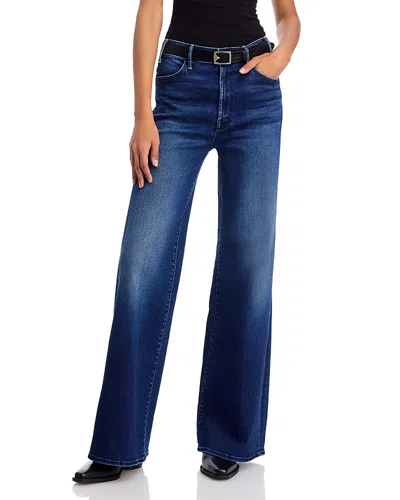 Mother Faded Blue Flared Jeans In Black