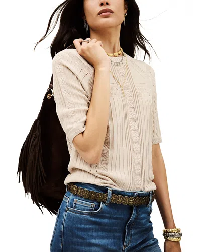 Ba&sh Philo Eyelet-knit Top In Neutral