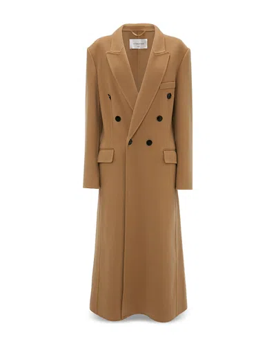 Victoria Beckham Womens Camel Double Faced Peak-lapels Wool And Cashmere Coat In Brown