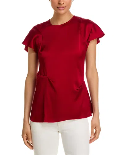 Victoria Beckham Draped Pleat Detail Top In Red