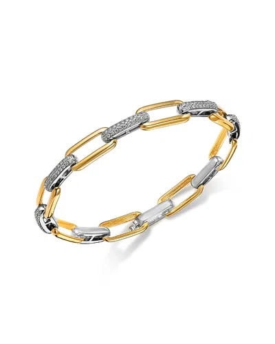 Bloomingdale's Fine Collection Diamond Link Chain Bracelet In 14k Two Tone Gold, 1.0 Tcw In Multi