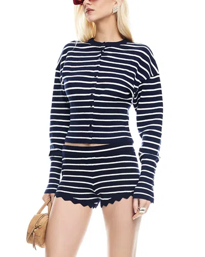 Lioness Head In The Clouds Cardigan Navy Stripe In Black