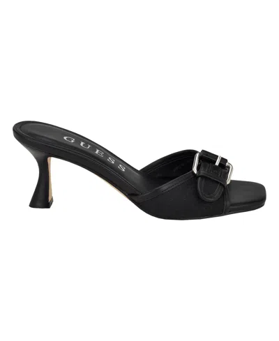 Guess Women's Dista Buckle Kitten Heel Sandals In Black
