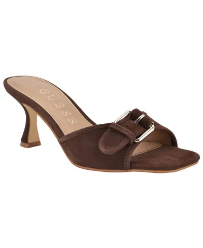 Guess Women's Dista Buckle Kitten Heel Sandals In Brown