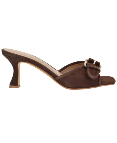 Guess Women's Dista Buckle Kitten Heel Sandals In Brown