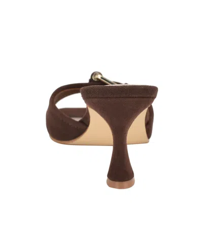 Guess Women's Dista Buckle Kitten Heel Sandals In Brown