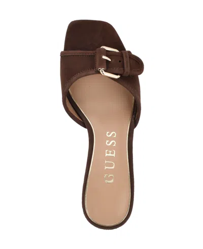 Guess Women's Dista Buckle Kitten Heel Sandals In Brown