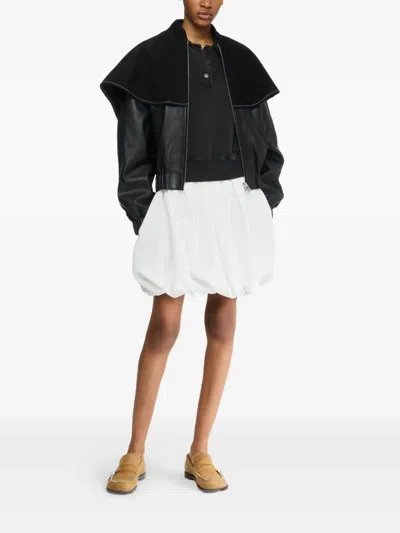 Jw Anderson Oversized-collar Leather Bomber Jacket In Black