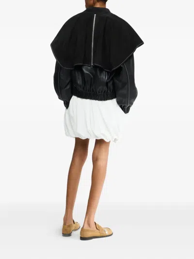 Jw Anderson Oversized-collar Leather Bomber Jacket In Black