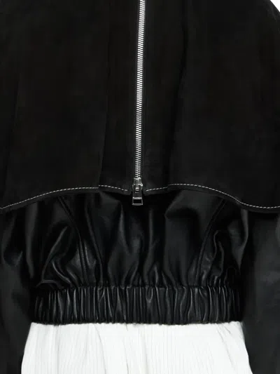 Jw Anderson Oversized-collar Leather Bomber Jacket In Black