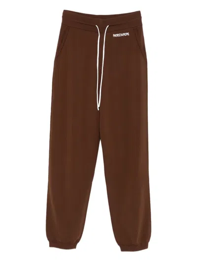 Patrizia Pepe Drawstring-waist Track Pants In Brown