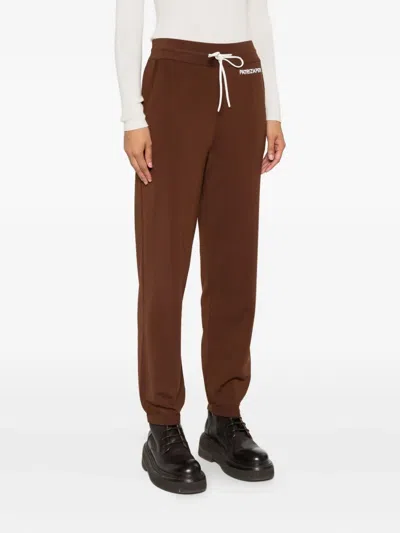 Patrizia Pepe Drawstring-waist Track Pants In Brown