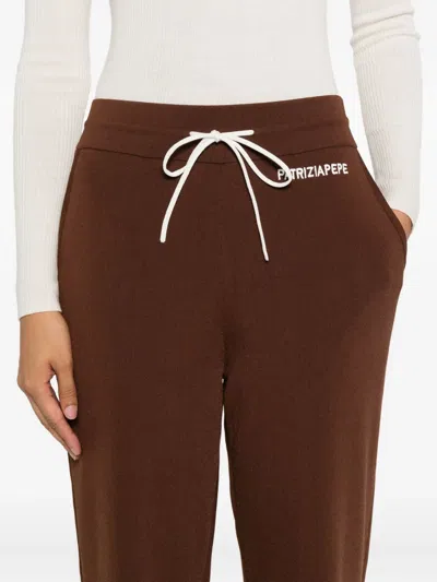 Patrizia Pepe Drawstring-waist Track Pants In Brown