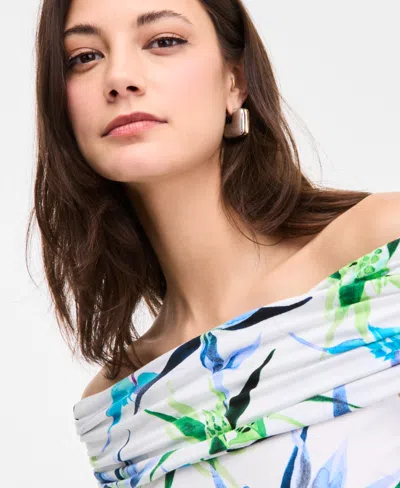 Inc International Concepts Women's Printed Off-the-shoulder Top, Exclusively At Macy's In Multi
