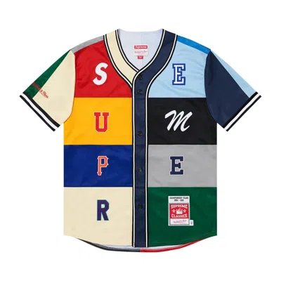 Pre-owned Supreme X Mitchell & Ness Patchwork Baseball Jersey 'multicolor' | Multi-color | Men's Size L
