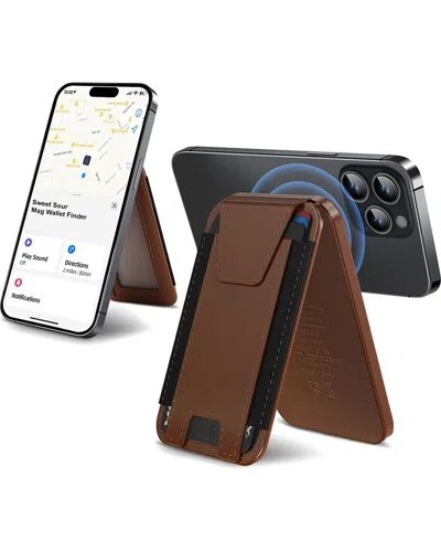 Phunkee Tree Leather Magnetic Wallet & Tracker In Brown