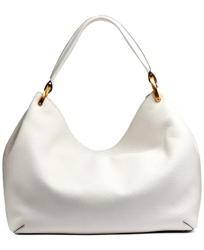 Donna Karan Glenwood Leather Shoulder With Tassel Detail In White