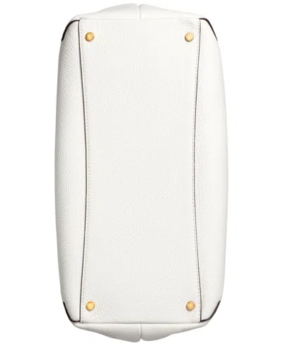 Donna Karan Glenwood Leather Shoulder With Tassel Detail In White