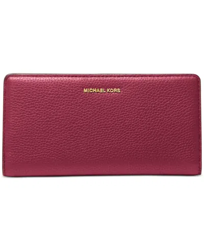 Michael Kors Michael  Bryant Large Slim Leather Snap Wallet In Red