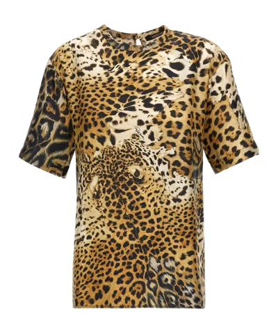 Roberto Cavalli Multicolour Jaguaro T-shirt In Animal Print