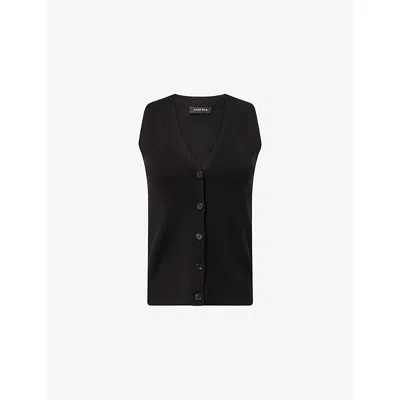 Anine Bing Womens Black Lawrence V-neck Stretch-wool Blend Vest