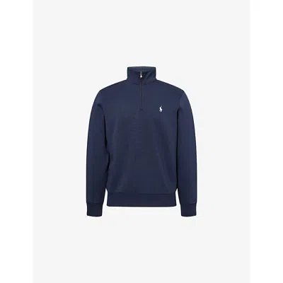 Polo Ralph Lauren Mens Blue Embroidered-logo Long-sleeve Cotton-jersey Sweatshirt Xxl In Blue