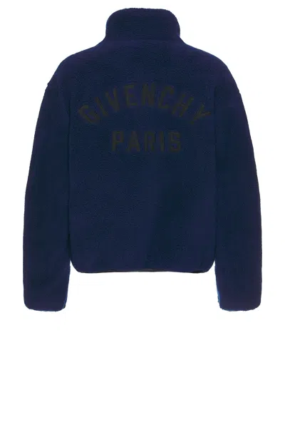 Givenchy Blouson Jacket In Fleece With Couture Stitching In Blue