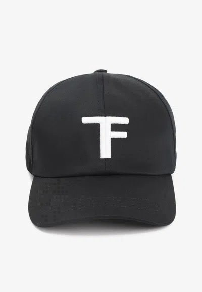 Tom Ford Black Baseball Cap With Logo Embroidery On The Front And Logo Lettering On The Rear In Cotton Man In Black