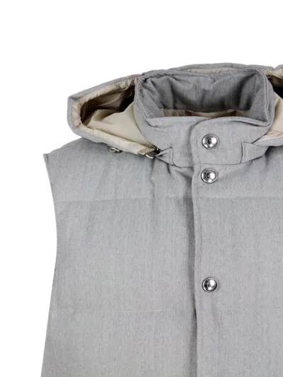 Eleventy Detachable Hood Vest In Gray
