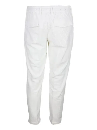 Eleventy Men White Pants With Elastic Drawstring Waist And Tapered Leg In Cotton Blend Stretch Woman In White