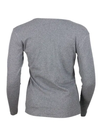 Fabiana Filippi Crewneck Knitwear Contrast Trim In Gray
