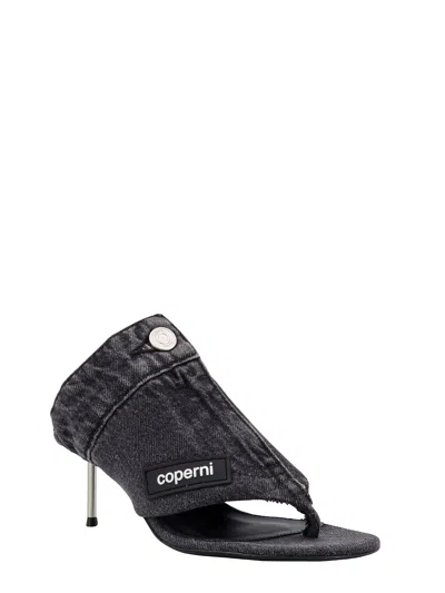 Coperni Sandals Logo Patch Metal Heel Open Toe In Gray