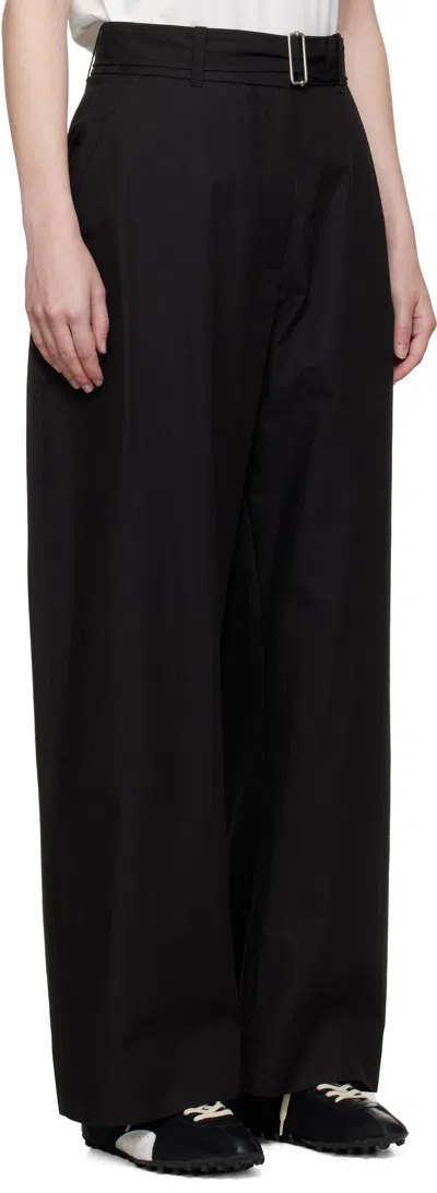 Studio Nicholson Round Leg Cotton Trousers In Black