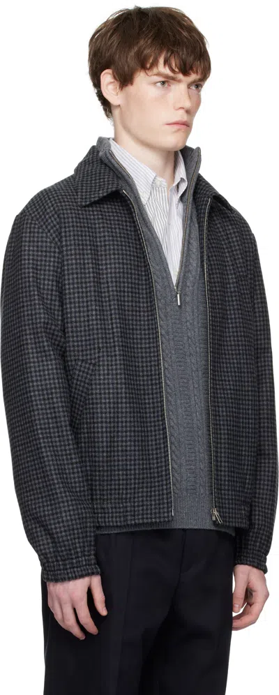 Apc Gilbert Zip-up Houndstooth Jacket In Gray