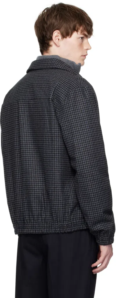 Apc Gilbert Zip-up Houndstooth Jacket In Gray