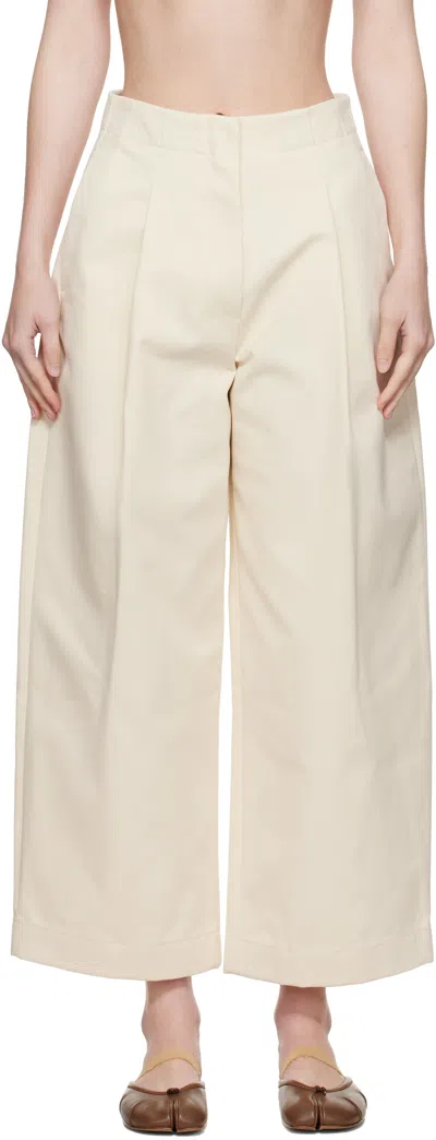 Studio Nicholson Cream Cotton Twill Dordoni Trousers In White