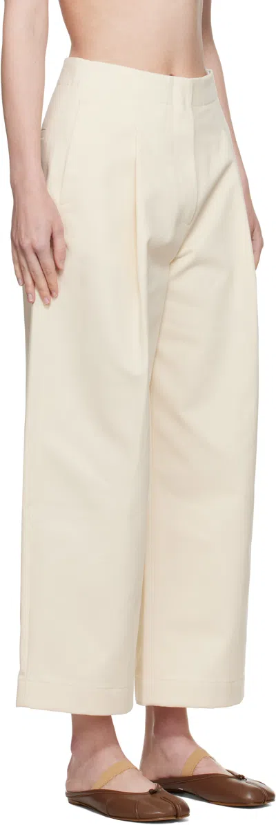 Studio Nicholson Cream Cotton Twill Dordoni Trousers In White