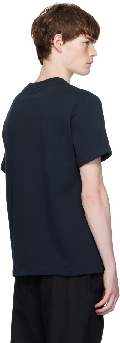 Apc A.p.c. Men Black Crewneck T-shirt With Logo Embroidered On The Front In Cotton Man In Blue